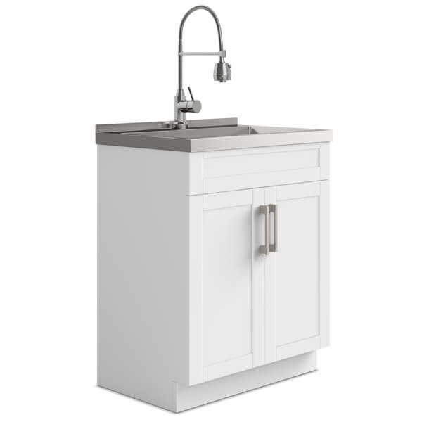 Évier à Linge Avec Armoire - Robinet Et Évier En Céramique, Pour Buanderie Ou Salle De Bain